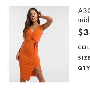 ASOS orange midi dress